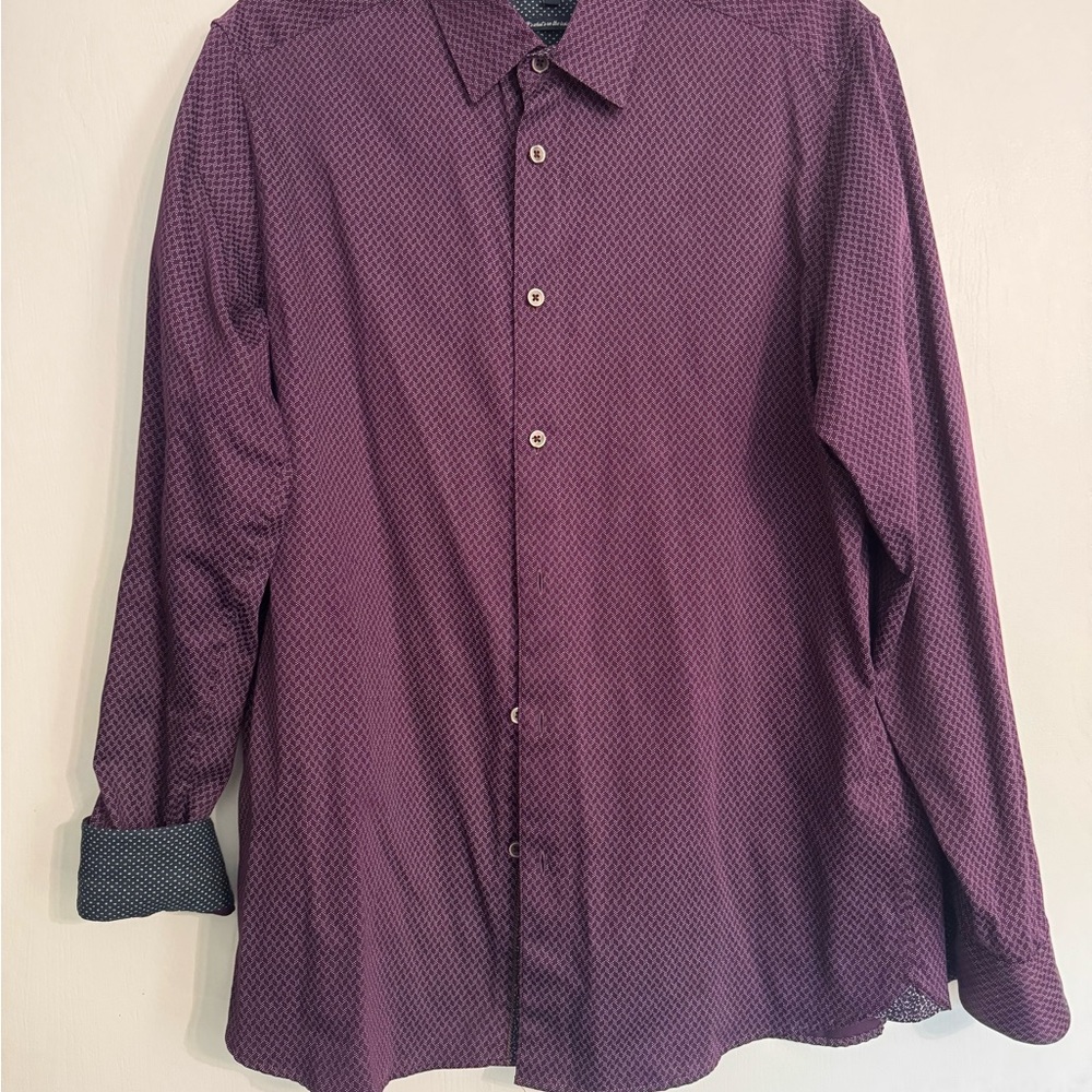 Ted Baker Men's Purple Button-Up Shirt w/ Contrast cuffs Size 4